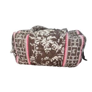 Vera Bradley Angle Tote Purse Shoulder Bag Imperial Toile Brown White Floral